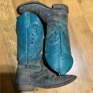 Macie Bean Teal and Brown Western Boots